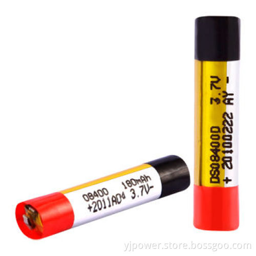 Cylindrical Li-polymer Battery, 08400 with 180mAh 3.7V Used for Electronic Cigarette